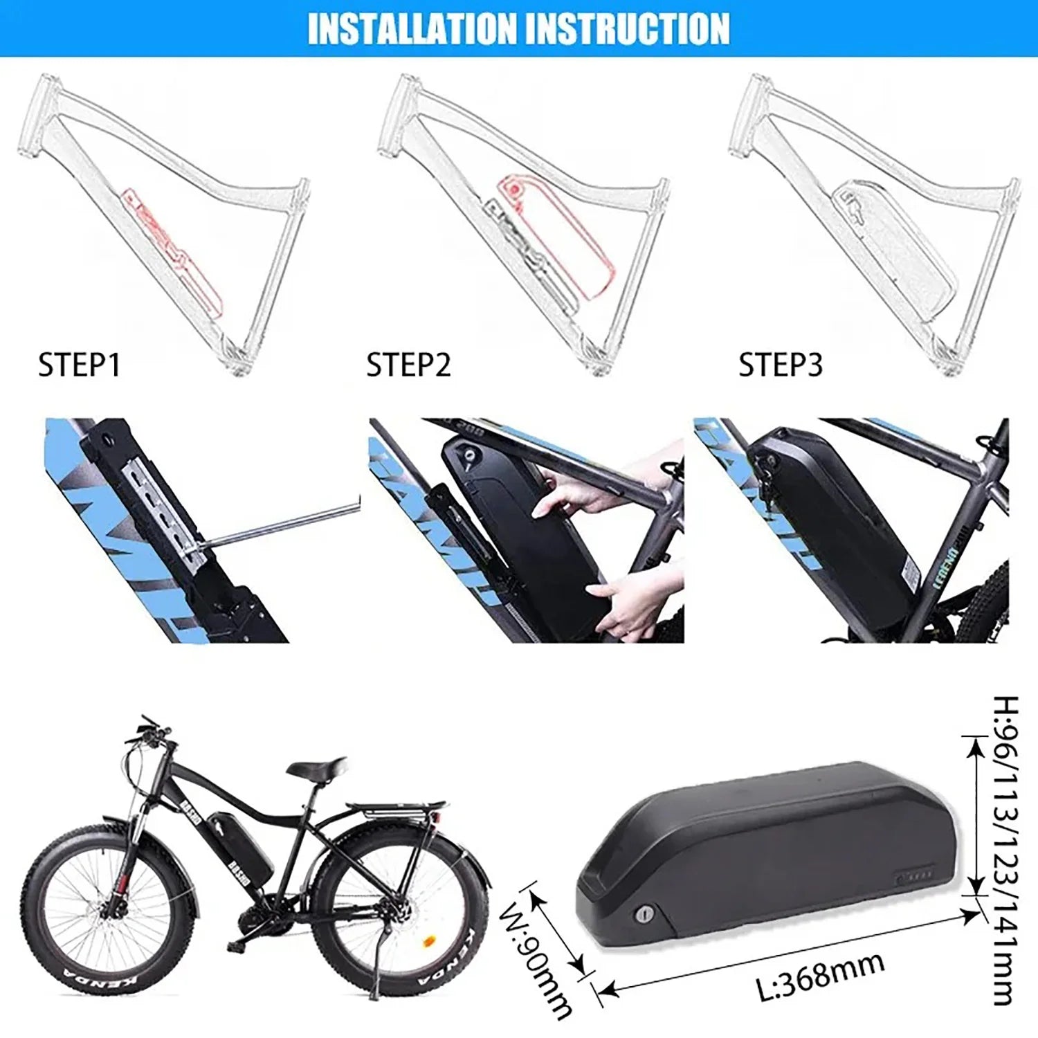 Electric bicycle down tube lithium battery 48V20Ah（GC）