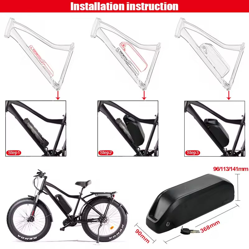 Electric Bicycle down Tube Battery Polly 48V 20Ah(SS)